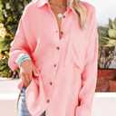 Oversized Button Down Shirts for Women Cotton Boyfriend Long Sleeve Work Blouses Tops (XL)
