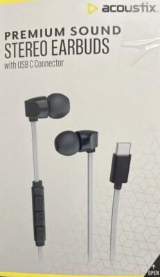 ACOUSTIX Premium Sound Stereo Earbuds with USB C Connector