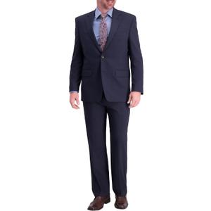 J.M. Haggar Men's Premium Stretch Classic Fit Suit Separates-Pants, Dark Navy-Jacket, 44 Tall
