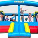 Big Inflatable Bounce House for Party Fun,15ft x 14.8ft,Double Basketball Hoop,Throw Ball Game,Reinforced PVC Bounce Floor,Jumping Bouncy Castle Holds 6 Kids