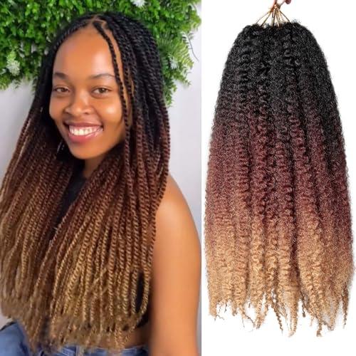 TUVOJALE Marley Twist Braiding Hair 18 inch Afro Kinky Curly Crochet Braids 8 Packs Cuban Twist Crochet Braids Synthetic Low Maintenance Skin-Friendly Marley Hair Extensions(1B/30/27, Packs of 8)