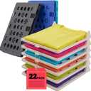 22 Pcs Clothes Organization Set - 2 Large Shirt Folding Board 27" X 23" & 20 Pack Stackable T-Shirt Organizer Trays, Durable Plastic Laundry Folder and Closet Storage System for Shirts, Pants, Towels