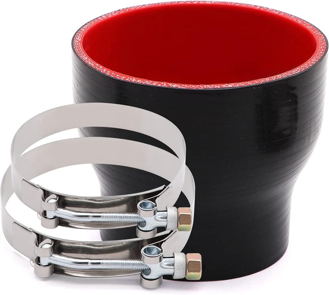 ID 3 inch to 4inch Straight Reducer Coupler Silicone Hose 4-Ply with 2PCS Stainless Steel T-Bolt Clamp