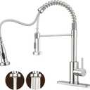 Kitchen Sink Faucet with Pull - Down Sprayer, 2 - Handle 3 - in - 1 Kitchen Sink Filter Faucet, Cold and Hot Mixer Drinking Water Faucet (with Pull-Down Sprayer, Chrome-02)