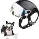 Dog Helmet for Small Breed Cool Pet Motorcycle Helmet with Drop-Down Silver Visor (Without Rivets)