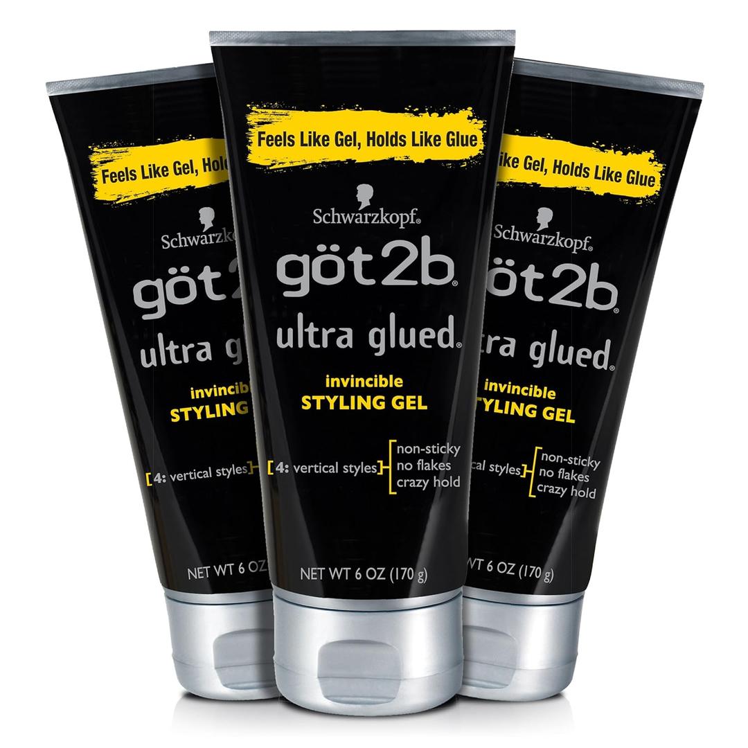 Got2b Ultra Glued Invincible Styling Hair Gel, 6 oz (Count of 3)