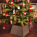 Liliful 23 Inch Woven Christmas Tree Collar - Seagrass & Water Hyacinth Rattan Wicker Farmhouse Tree Skirt (Brown)