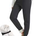 FULLSOFT Thick Fleece Lined Sweatpants for Women-Thermal Warm Athletic Joggers with Pockets Lounge Pants for Running Winter (Small, Ebony)