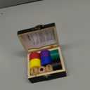 Fun Left Right Roll Dice Game Set, Include 3 1-inch Wooden Dices 48 Pcs Chips in Wooden Box, Easy to Store and Carry Around for Travel(Wood)