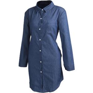 Women's Summer Denim Blouse Long Sleeve Dress Turndown Collar Streetwear Mini Dress Casual Going Out Dresses, S