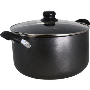 IMUSA USA 10Qt Nonstick Hammered Exterior Dutch Oven with Glass Lid, Gray