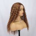 Limerence Brown Highlight Curly Wig for Women 26Inch Long Curly Synthetic Middle Part Wig Natural Looking Hair Replacement Curly Wigs for Daily Party Use