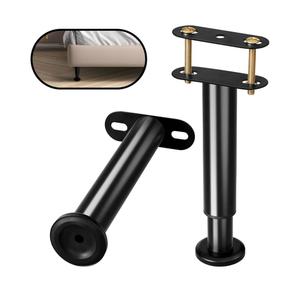 Adjustable Height Support Leg for Bed Frame,Bed Frame Center Support Legs with Wider Base,Bed Reinforcement Kit for Metal/Wood Slat,Height from 7" to 13",Black-Set of 5