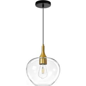 9.45in Black Gold Pendant Lights Kitchen Island with Clear Glass Shade 1PC