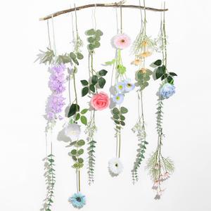 Hoteam 26 Pcs DIY Wildflower Garland Artificial Hanging Flower Backdrop Set Fake Rose Poppy Wild Flower Decor from Ceiling for Wedding Baby Shower Party Birthday Home Garden (White,Blue,Pink)