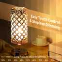 Crystal Table Lamp, Cordless Touch Desk Lamp, Dimmable Bedside Lamp, Modern Nightstand Lamp, 3000K Warm White LED Bulb with USB C+A Charging Port 4000MAH Battery Operated Light for Bedroom