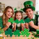St Patricks Day Wooden Shamrock Decoration, 4-Piece Set of St. Patrick's Day Tabletop or Tray Multi-Layer tiered tray decor Tray Decoration, shamrock decorations, Office Decor (Green02)