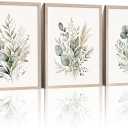 Botanical Wall Art Canvas Prints Set of 3 Framed Floral Pictures Decor 24x16