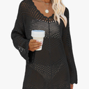 ANRABESS Women Swimsuit Crochet Swim Cover Up Summer Bathing Suit Swimwear V Neck Mesh Knit Beach Dress 2025 Vacation Outfits, L