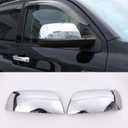 ABS Outside Side Rearview Mirror Cover Trim Sticker Compatible with Toyota Tundra 2007-2021 Crew Max Sequoia 2008-2020 Accessories(not applicable to models with turn signals) (Bright silver)