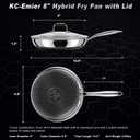 8" Non-Stick Frying Pan with Lid Tri-Ply Stainless Steel Pan with Stay-Cool Handle Oven & Dishwasher Safe For Induction, Ceramic & Gas Stovetops