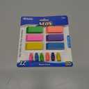 BAZIC Erasers + Pencil Top Set (12/Pack), Block Bevel Neon Color, Arrowhead Caps Tops, Latex Free, for Art Drawing School, 1-Pack