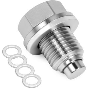 M14x1.5 Magnetic Oil Drain Plug, 5PCS Aluminum Sealing Washers, Stainless Steel Oil Pan Drain, Universal Leak-Proof Replacement, Suitable for Various Vehicle Models, Motorcycles, Boats