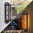 Solar Flame Wall Sconce Lights Outdoor, 74 LED Flickering Flame Sconces, Solar Powered Auto On/Off, Waterproof Wall Lanterns for House Garage Doorway Garden Porch Patio Yard Decoration (2 Pack)