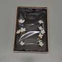 Handmade Bridal Wedding Hair Pins 7 Pcs Polymer Clay White Flower Hair Clips Gold Wedding Hair Accessories for Women Bride Bridesmaid