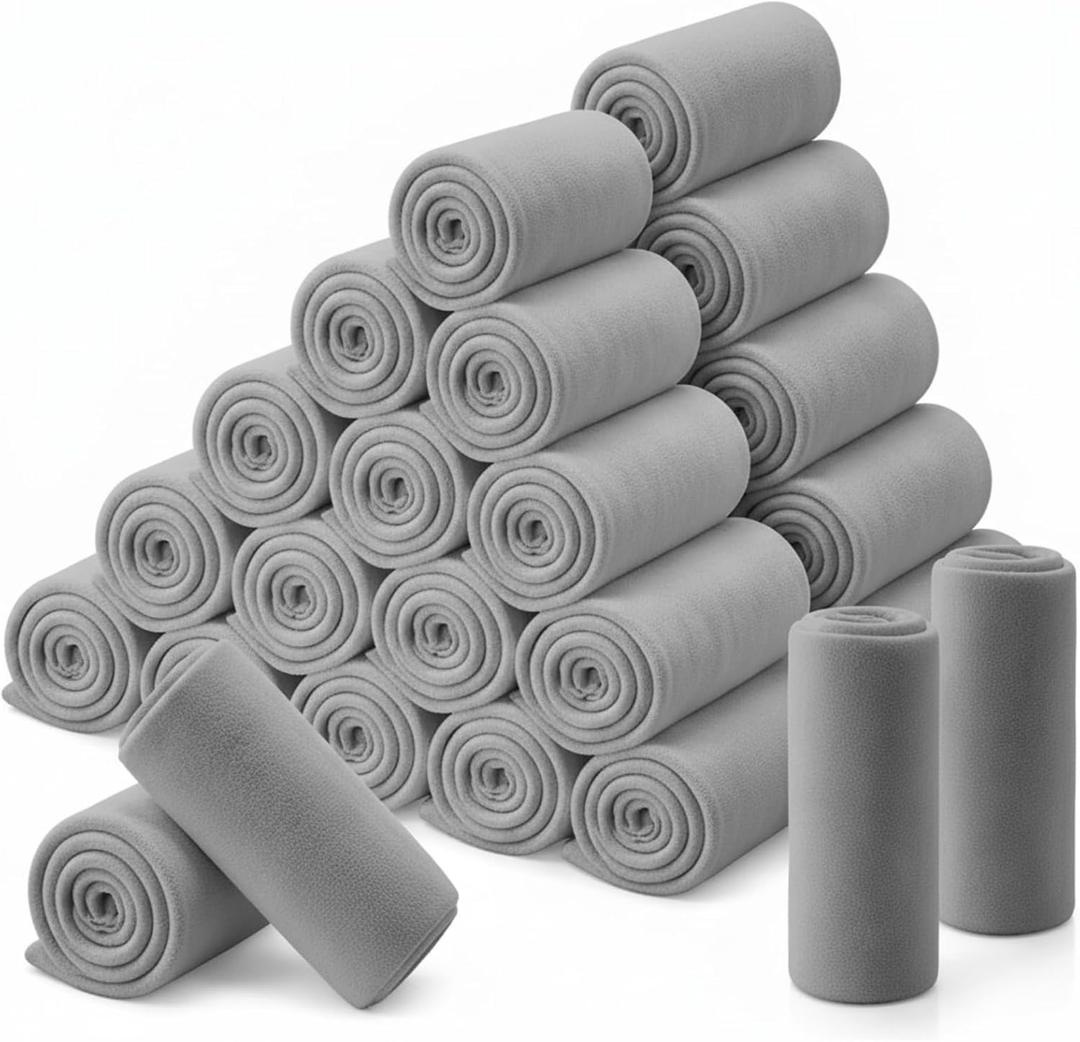 Newwiee 70 Pcs Fleece Throw Blankets Bulk 50'' x 60'' Oeko-tex Standard 100 Certified Spring Outdoor Wedding Guest Blankets Lightweight for Sleepover Donation Lap Pet Sofa Home (Gray)