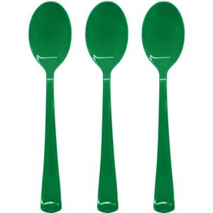50 Pcs Green Plastic Spoons Green Plastic Silverware Disposable Cutlery Heavy Duty 50 Spoons for Birthday, Graduation Party, Picnic, Saint Patrick's Day