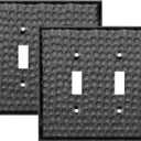 Monarch Abode Toggle Light Switch Cover Plate 2-Gang Matte Black Outlet Covers, Hand Hammered Decorative Outlet Cover Wall Plates, Light Switch Plate Covers for Electric Outlets, Pack of 2