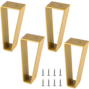 Osring 6 Inch Trapezoid Furniture Legs 4pcs, Solid Steel Furniture Hairpin Leg for Side Table, TV Stand and Cabinet, Gold