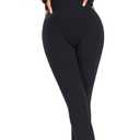 Women's Workout Jumpsuit Yoga Ribbed One Piece Outfits Athletic Tummy Control Long Sleeve Jumpsuit (Black, M)