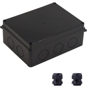 Electrical Box, Outdoor Waterproof Box IP65 Junction Box with Reserved Holes,ABS Plastic Project Box Power Cord Enclosure Black 7.9 x 6.1 x 3.1 inch(200x155x80mm)