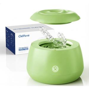 Ultrasonic Retainer Cleaner Machine 48kHz Denture and Aligner Cleaning Pod for Mouth Guards Night Guards Dental Trays Braces Toothbrushes Jewelry with 200ML Capacity,Low noise (Green)