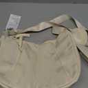 Crescent Shoulder Bag for Women Nylon Crossbody Purses Trendy Hobo Bags Medium Sling Bag Travel Slouchy Dumpling Bag (Off-white)
