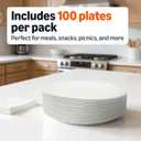 Amazon Basics 9" Uncoated White Paper Plates, Microwave Safe, Commercially Compostable, 1200 Count (Pack of 12)