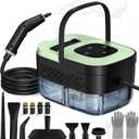 Steam Cleaner, Portable Steamer for Cleaning with 16pcs Accessories, 6-Level Adjustable and 15s Heat-Up, Handheld Steam Cleaner for Home, Tile, Dirt, Grout, Grease, Car Detailing (Green)