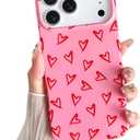 Skyseaco for iPhone 17 Pro Max Case Cute Love Heart Design Aesthetic Pattern Phone Case for Women Girls Soft Slim TPU Shockproof Phone Cover for iPhone 17 Pro Max 6.9"- Red and Pink