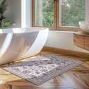 2x3 Entryway Rug 2x3 Washable Area Rugs Non-Slip Low Pile Throw Small Kitchen Rugs for Entryway Door Mat Indoor Entrance Bathroom,Printed Vintage Home Decor Rug (Pink Floral)