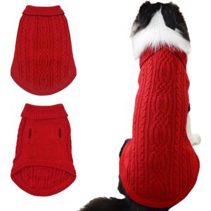 Dog Sweaters Red Knitted Soft Knitted Warm Puppy Jumper & Cat Sweater, Cute Photo-Friendly Pet Outfit with Leash Hole, Warm Clothes for Small Dog Cat (S)