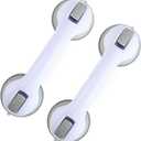 Grab Bars for Bathtubs and Showers, 2 Pack Shower Handle 12 Inch Strong Suction Shower Bar, Safety Bars for Shower Chair, Bathroom Grab Bar for Senior (Gray White)