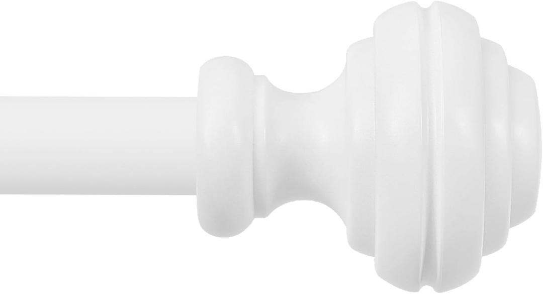 White Curtain Rods for Windows 48-84 inch,3/4 inch Heavy Duty Adjustable Decorative Curtain Rod with Modern Finials,Window Rods for Bedroom, Living Room,Patio and Kitchen (16"-84"|1 PACK)