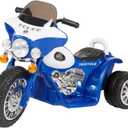 Lil' Rider 3 Wheel Mini Motorcycle Trike for Kids, Battery Powered Ride on Toy by Rockin Rollers  Toys for Boys and Girls, 3 - 6 Year Old  Police Car Blue, Large