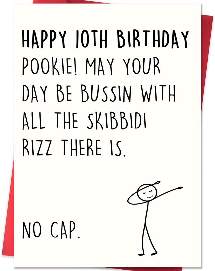 8 x 10th Birthday Card,10 Year Old Birthday Gifts & Decorations for Boys Girls Son Daughter Nephew Niece,Funny 10th Birthday Card for Him Her with Gen Z Teenagers Slang Meme-Inspired Design