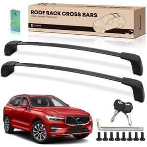 YHTAUTO Car Roof Rack Cross Bar Compatible with Volvo XC60 2018-2023 SUV w/Flush Rails, 165 Lbs Aluminum Alloy Cargo Bar for Rooftop Tent Kayak Bike Luggage Snowboard Ski Board Canoe