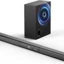 2.1 Channel Sound Bar with Wired Subwoofer, Dorby Audio 35in Detachable TV Soundbar, Bluetooth, HDMI-ARC, Optical, AUX, USB, FM, Coaxial Inputs for Home Theater