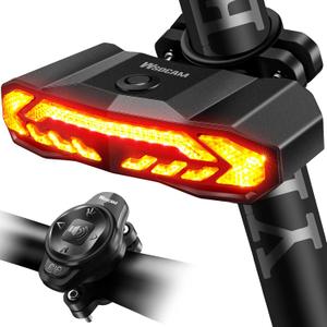 WSDCAM Smart Bike Light with Turn Signals, Brake Light, and Alarm Horn - Auto ON/Off Rechargeable Waterproof Rear Bicycle Tail Light with Remote