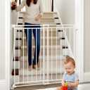 Baby Gate for Stairs Doorways & Kitchen, Extra Wide 32"-54" W x39 H Extra Tall, No Bottom Bar Dog Gate, One-Handed Auto-Close, Hardware Mount Safety Gate for Dogs & Toddlers, White